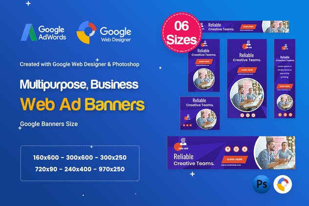 符合谷歌广告标准的多用途网站Banner素材库精选广告模板 Multi-Purpose Banners HTML5 D54 – GWD & PSD插图(1)