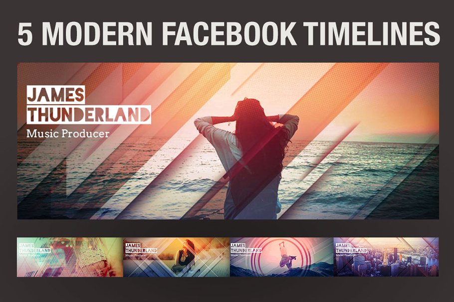 5款现代Facebook时间轴封面模板素材库精选 5 Modern Facebook Timeline Covers插图