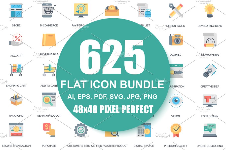 商务主题现代平面Web设计理念图标 Flat Business Web Icons插图