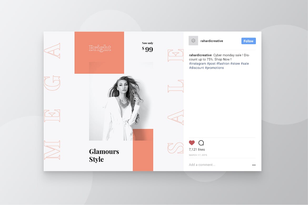 Instagram & Facebook社交网站时尚主题贴图设计素材 BRIGHT Fashion Instagram & Facebook Post插图(5)