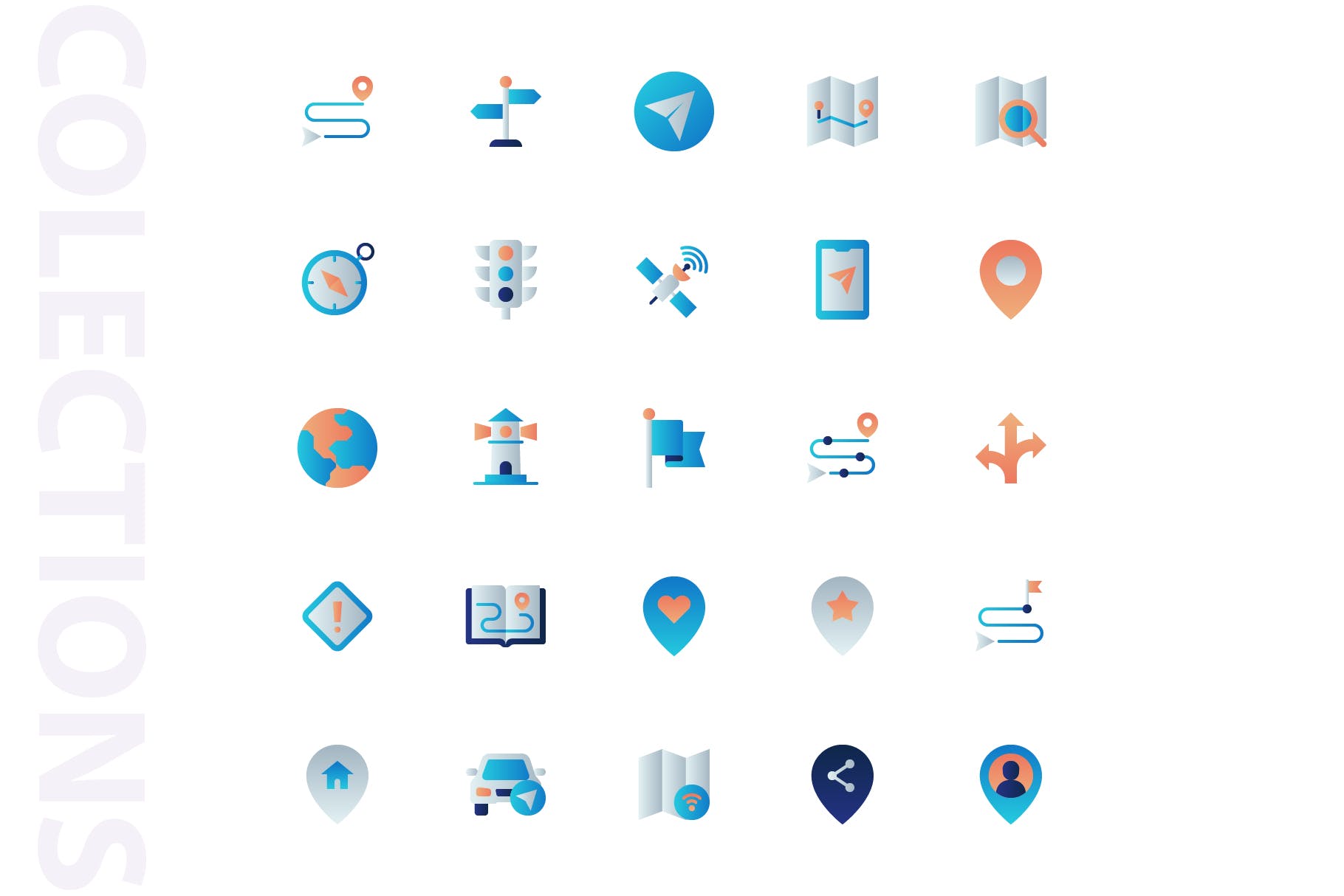 25枚地图导航扁平设计风格矢量素材库精选图标 Map & Navigation Flat插图(3)