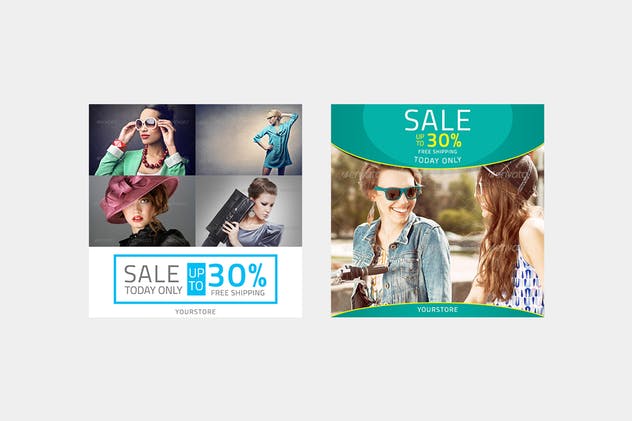 服装销售社交广告促销方形设计模板素材库精选 Square Promotional Template插图(3)