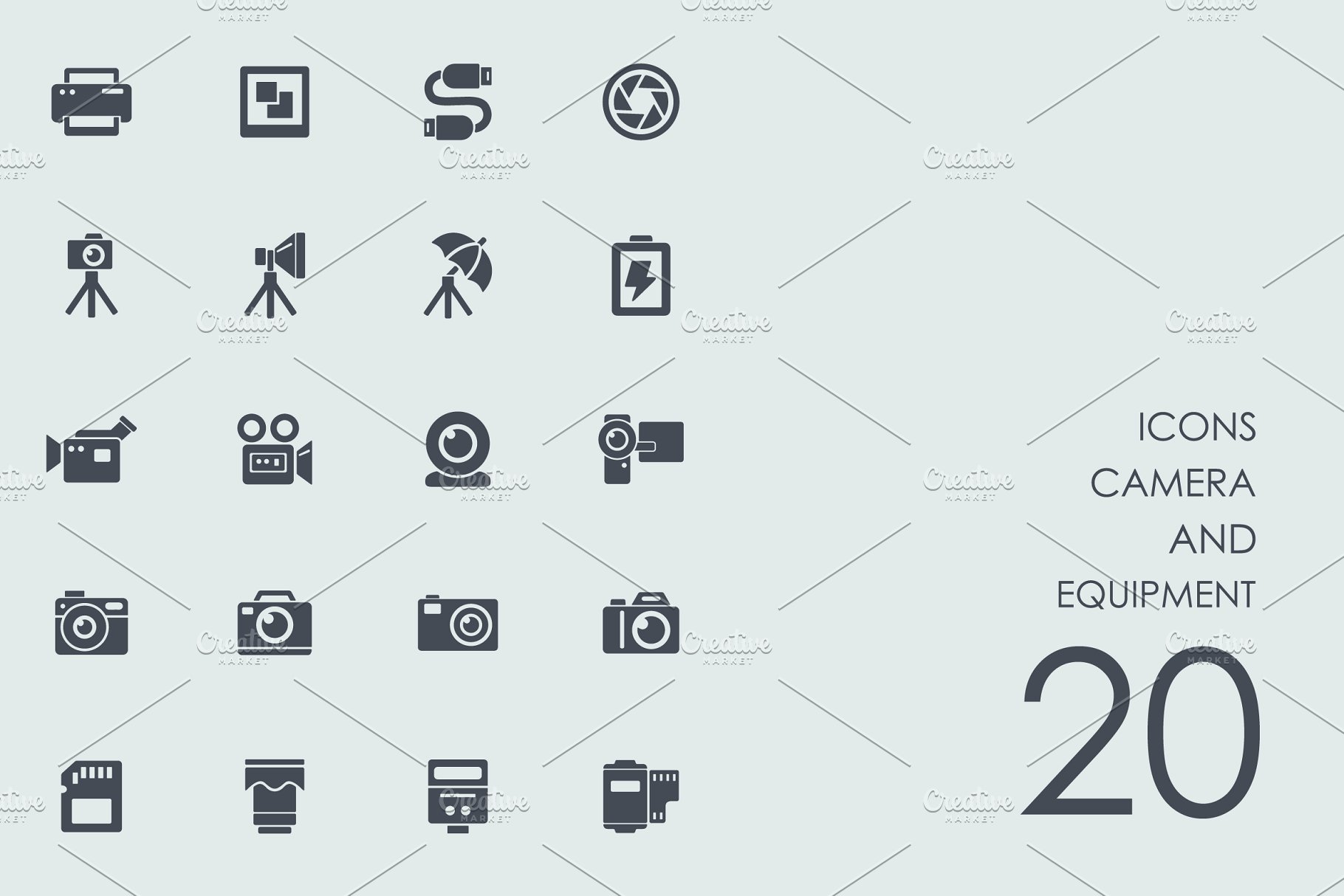 相机摄像相关设备图标 Camera and equipment icons插图