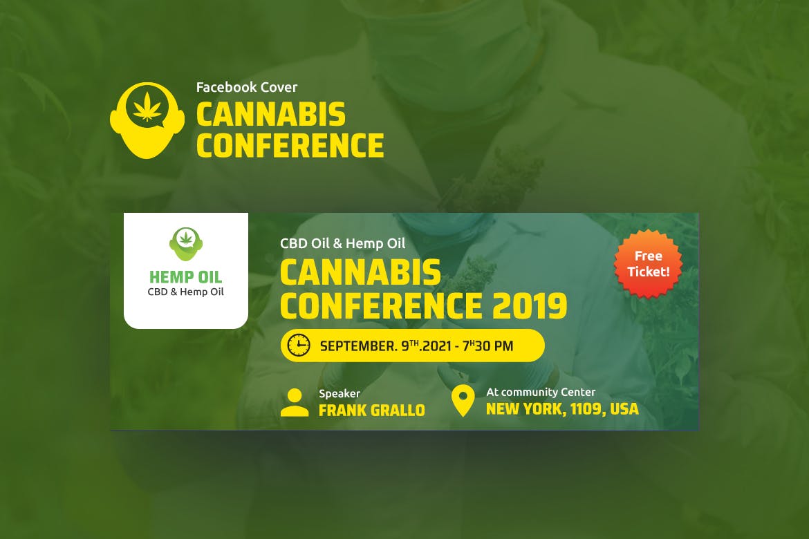 大型会议宣传推广Facebook主页封面设计模板素材库精选 Cannabis Conference Facebook Cover插图(1)