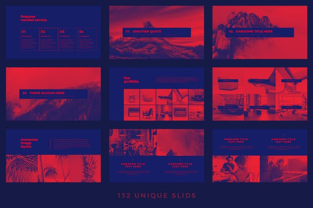 双色调设计风格别具一格的PPT幻灯片设计模板 Duotone – Powerpoint Template插图(9)