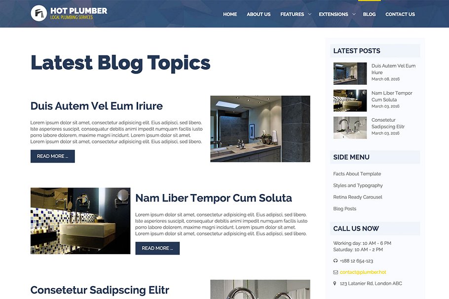 家政维修服务企业官网Joomla模板素材库精选 Hot Plumber插图(5)