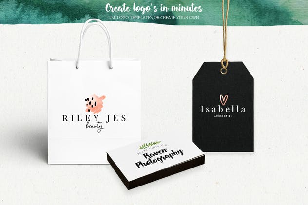 预制水彩设计风格品牌Logo设计模板集 Premade watercolor logo creator kit插图(4)