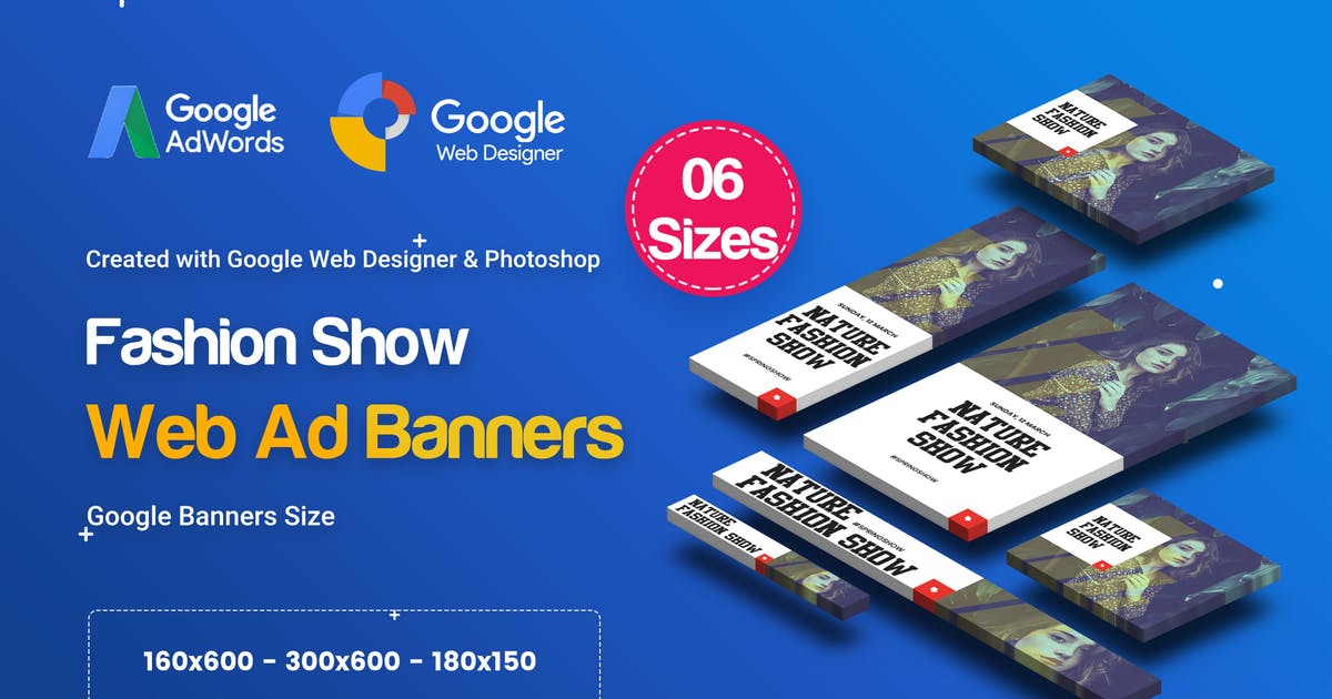 时装时尚品牌谷歌推广广告Banner设计模板 C06 – Fashion Show Banners GWD & PSD插图