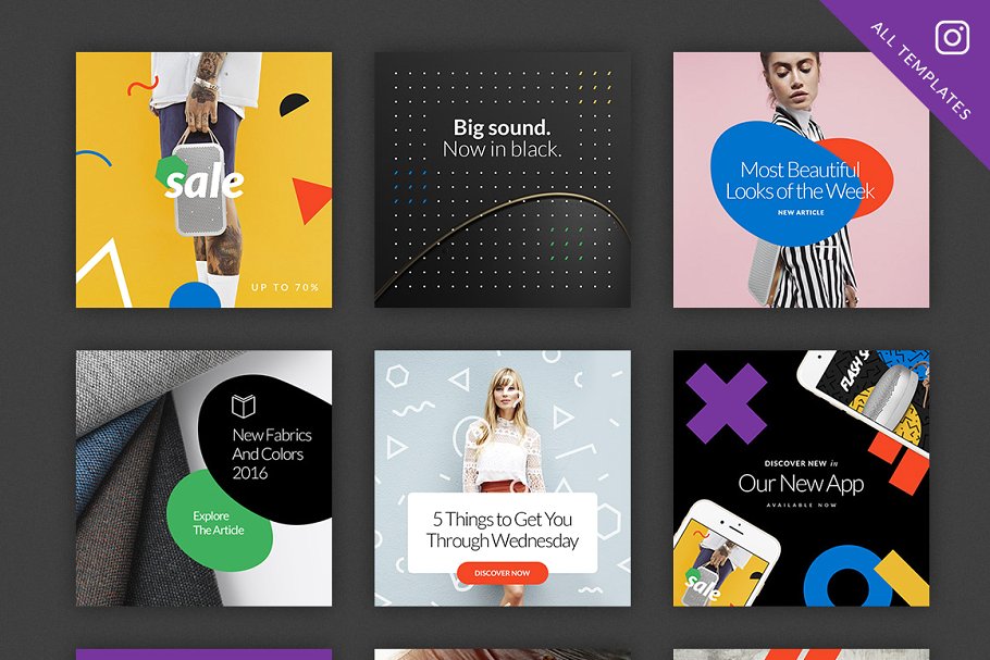 色彩缤纷社交媒体贴图模板素材库精选 Social Media Handler Kit Vol.2插图(3)