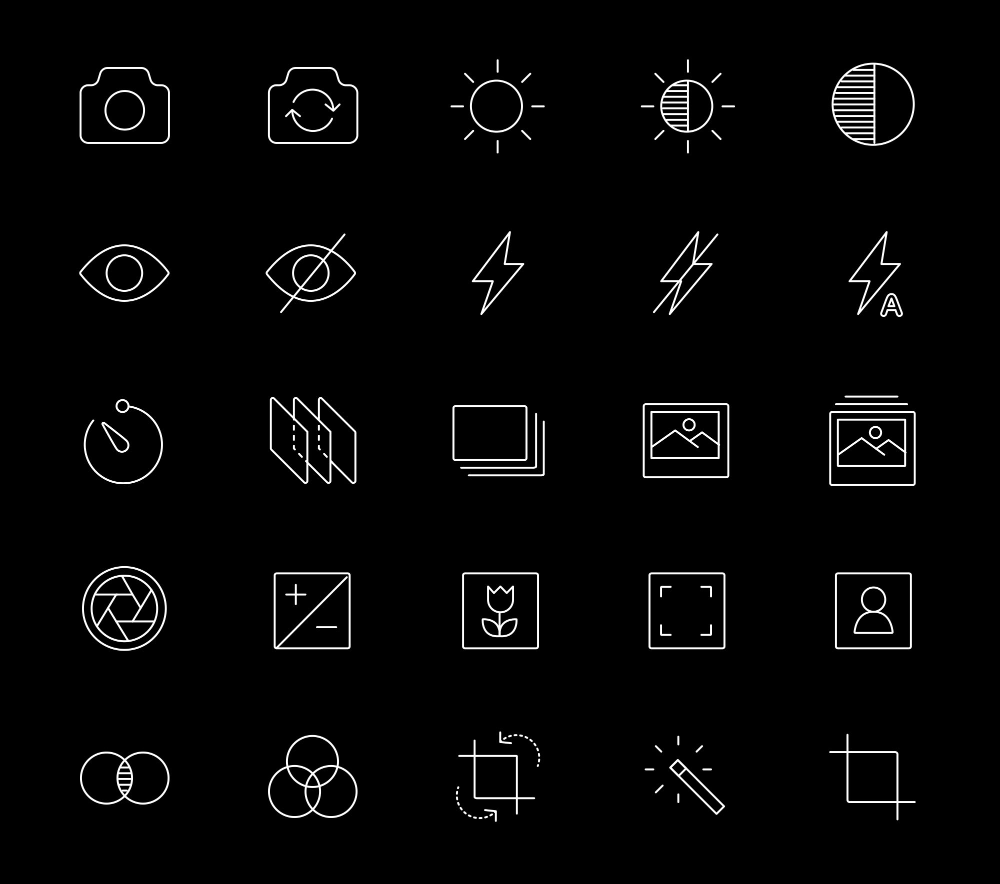 摄影主题线性矢量图标下载 Photography Line Icons插图(2)
