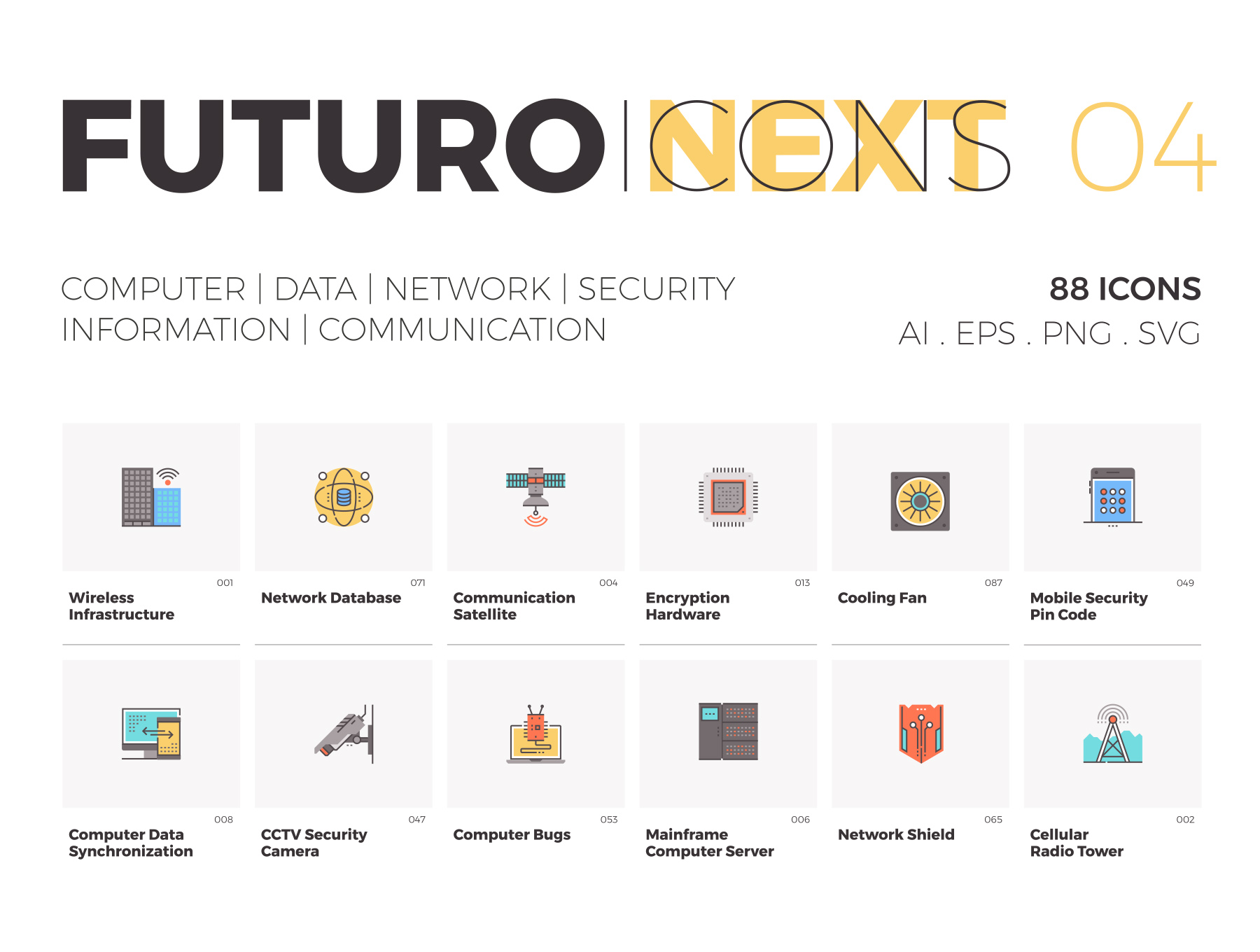 未来风格信息技术科技图标套装下载[Ai]插图