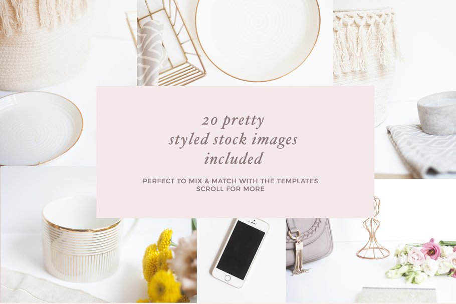 简约时尚风格社交媒体贴图模板素材库精选 Feminine Social Media Templates插图(7)