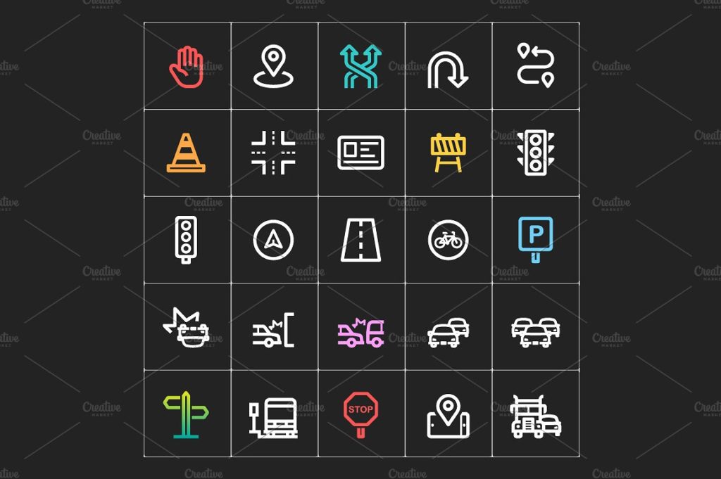 25枚交通线描图标打包下载[PNG，JPG，SVG，EPS，AI ]插图(2)