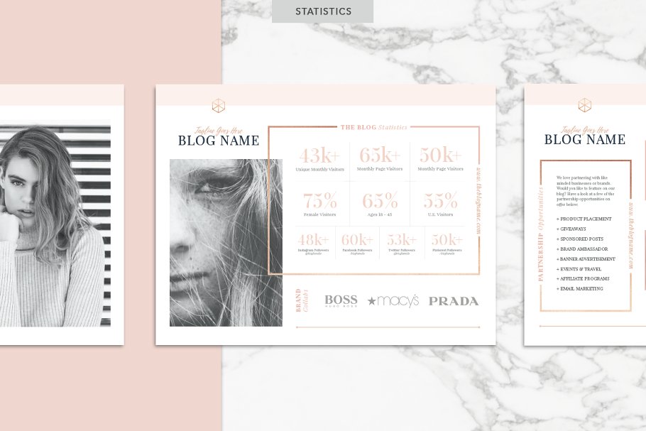 玫瑰金主题的博客媒体工具包 ROSE GOLD | Blog Media Kit插图(3)