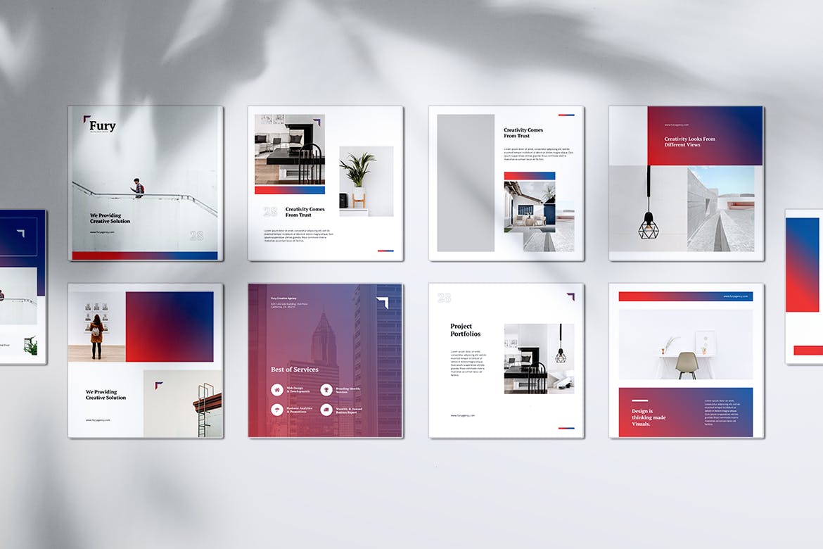 创意代理公司Instagram&Facebook文章贴图设计模板素材库精选 FURY Creative Agency Instagram & Facebook Post插图(4)