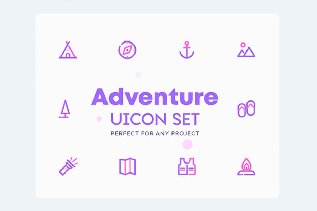 探险露营户外主题图标集[AI, EPS, XD] UICON – Adventure, Camping Icons Set插图