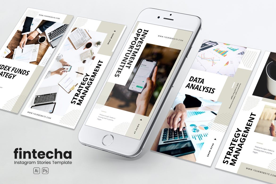 金融科技主题Instagram品牌故事PSD&AI设计模板素材库精选 Financial Technology Instagram Stories PSD & AI插图(3)