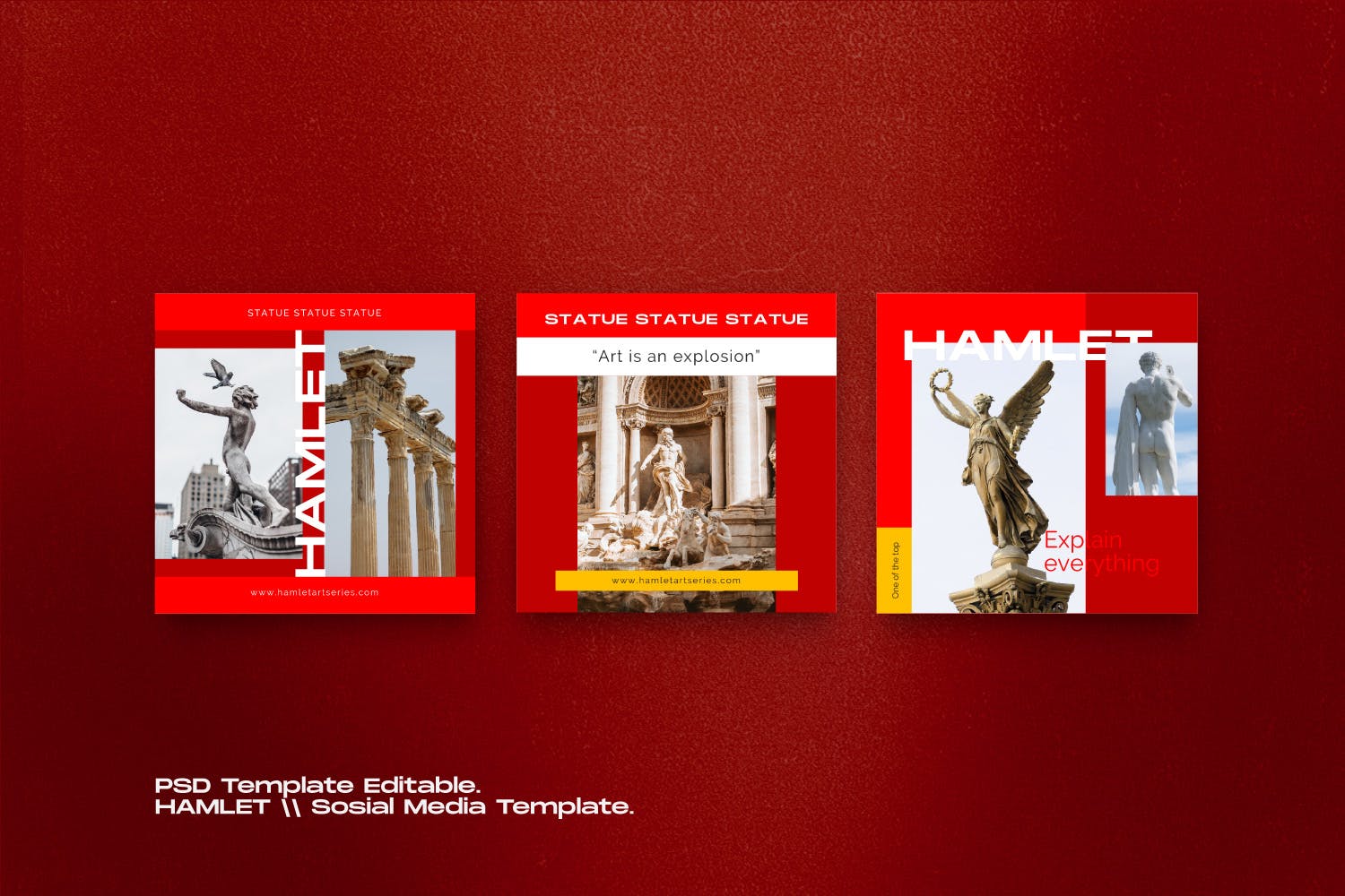 红色设计风格Instagram贴图&品牌故事设计素材包v2 HAMLET PACK 2 – Instagram Template + Stories插图(2)