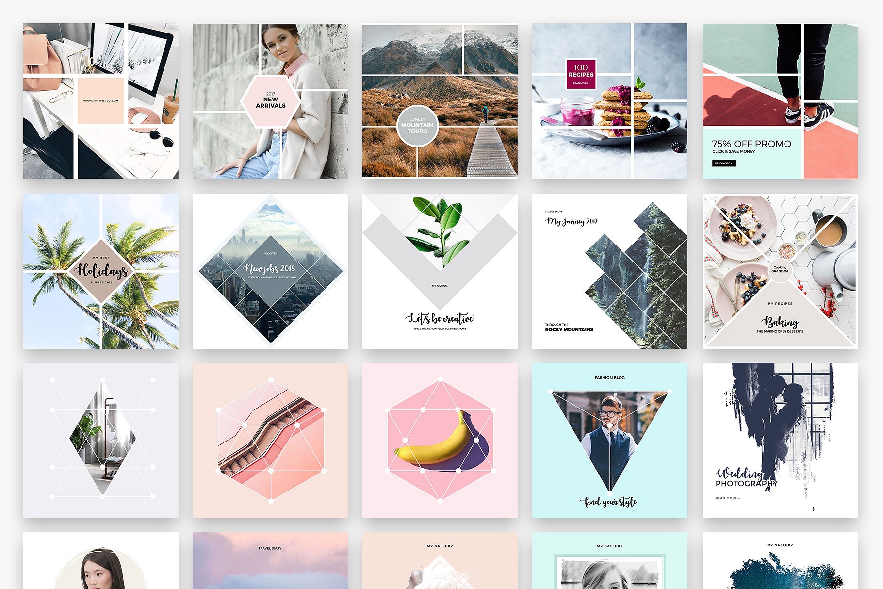 Instagram 社交媒体贴图模板素材库精选合集 Vector Masks for Instagram + Bonus插图(4)