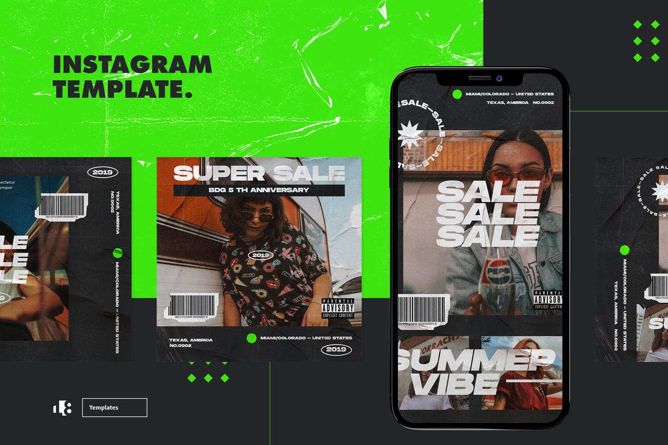 海报张贴效果风格Instagram社交设计模板素材库精选素材 Instagram Template插图