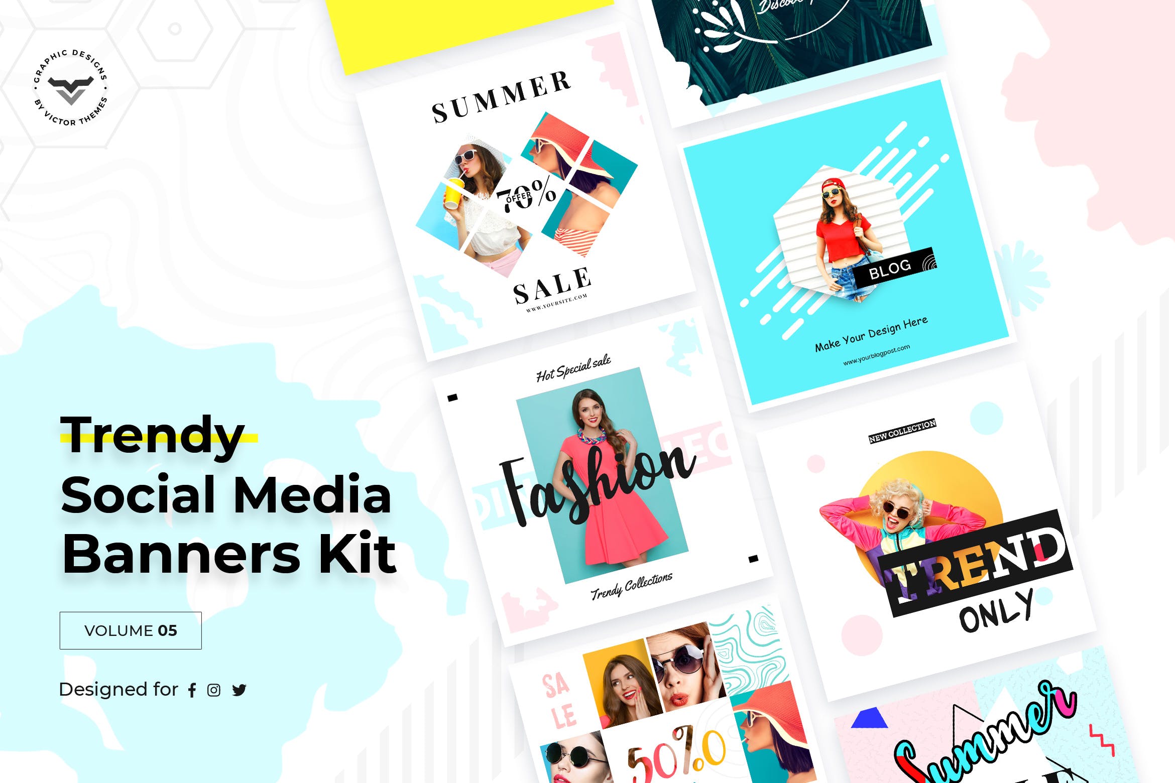 20+社交新媒体平台广告Banner图设计模板v Social Media Templates Volume V插图