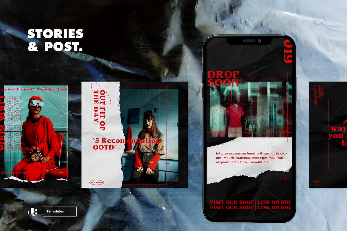 潮牌Instagram社交推广撕纸设计风格模板素材库精选 Instagram Template插图(3)