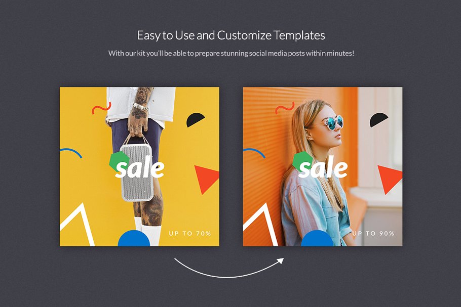 色彩缤纷社交媒体贴图模板素材库精选 Social Media Handler Kit Vol.2插图(6)