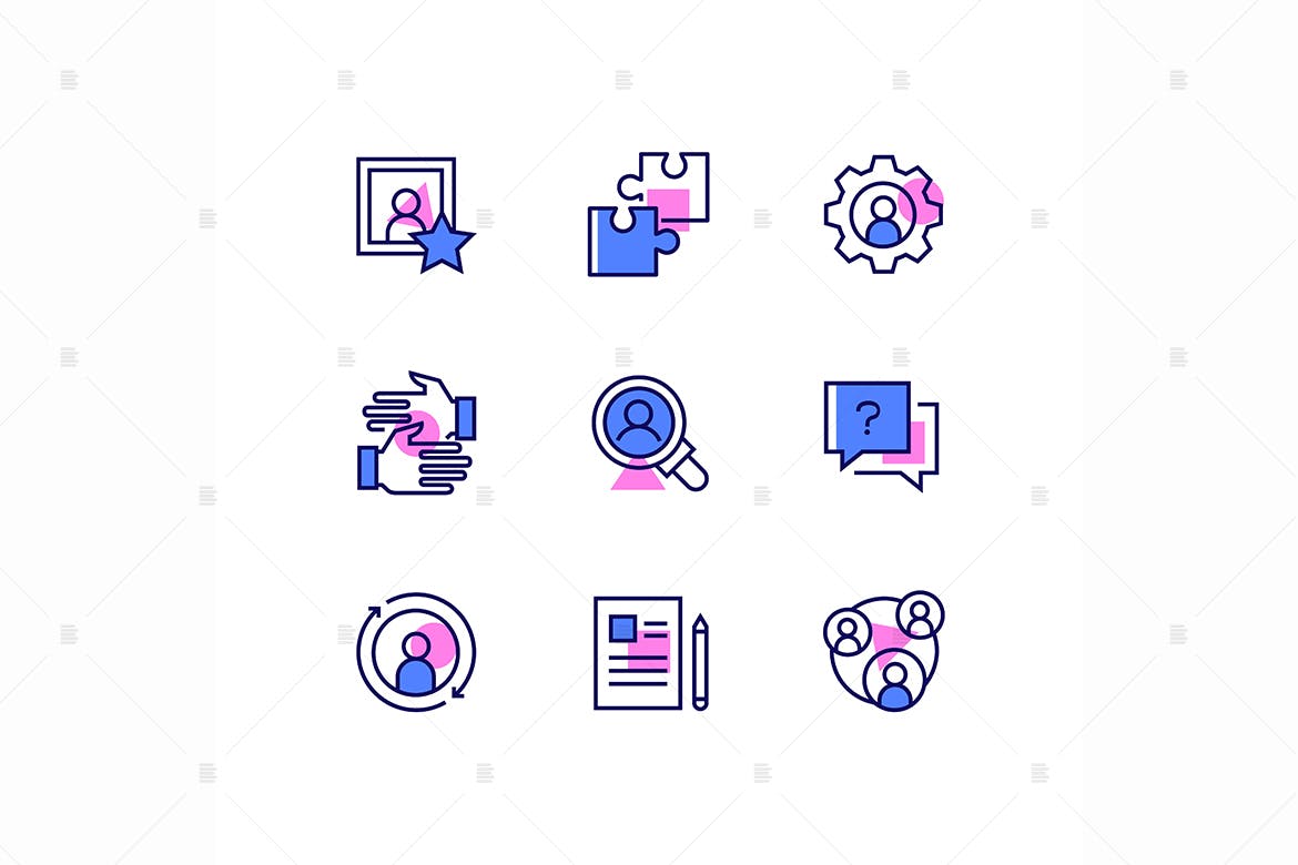 商业和管理主题线条设计风格矢量素材库精选图标 Business and management – line design style icons插图