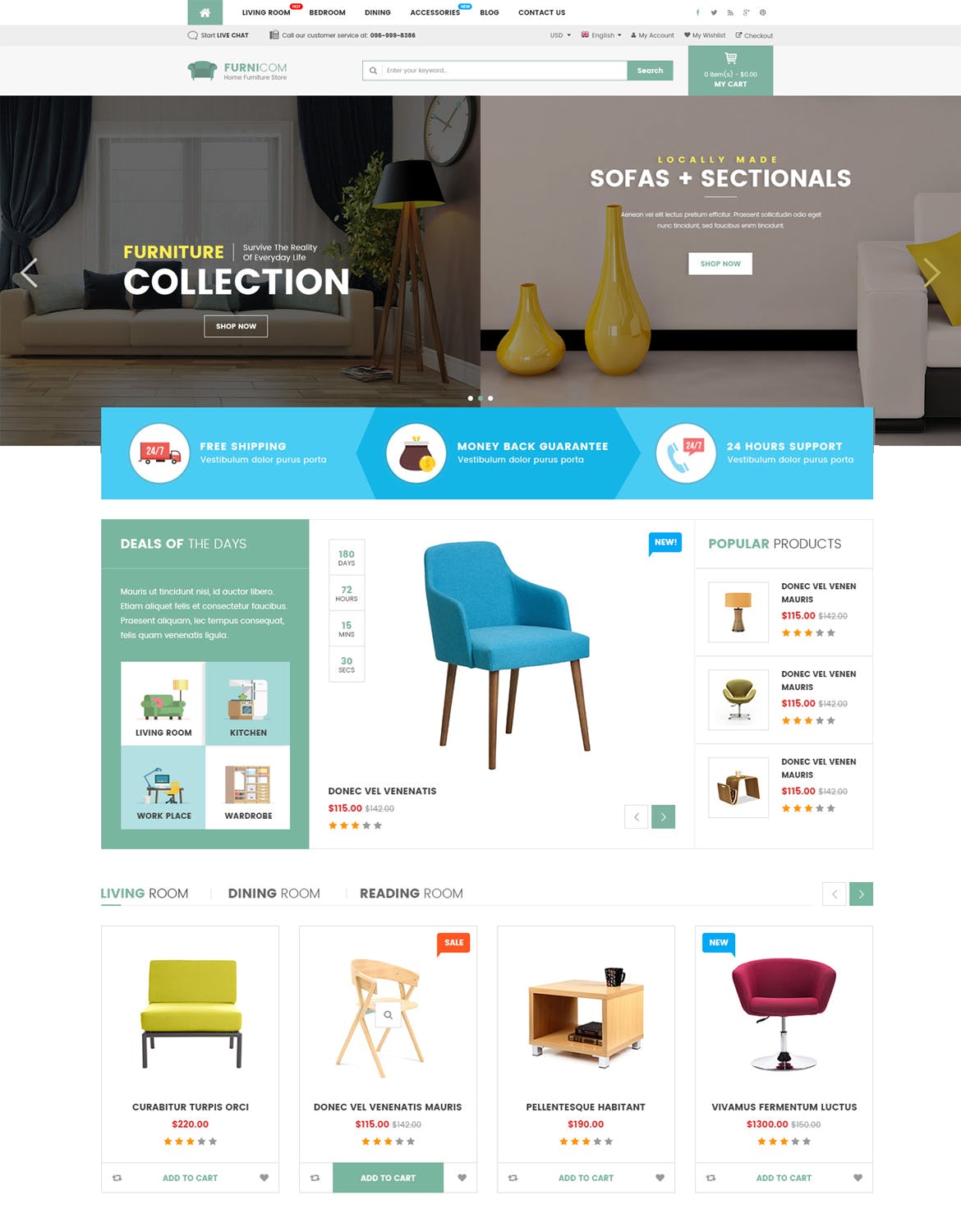 家具家装网上商城HTML模板素材库精选 Furnicom – Furniture & Interior HTML Template插图(2)