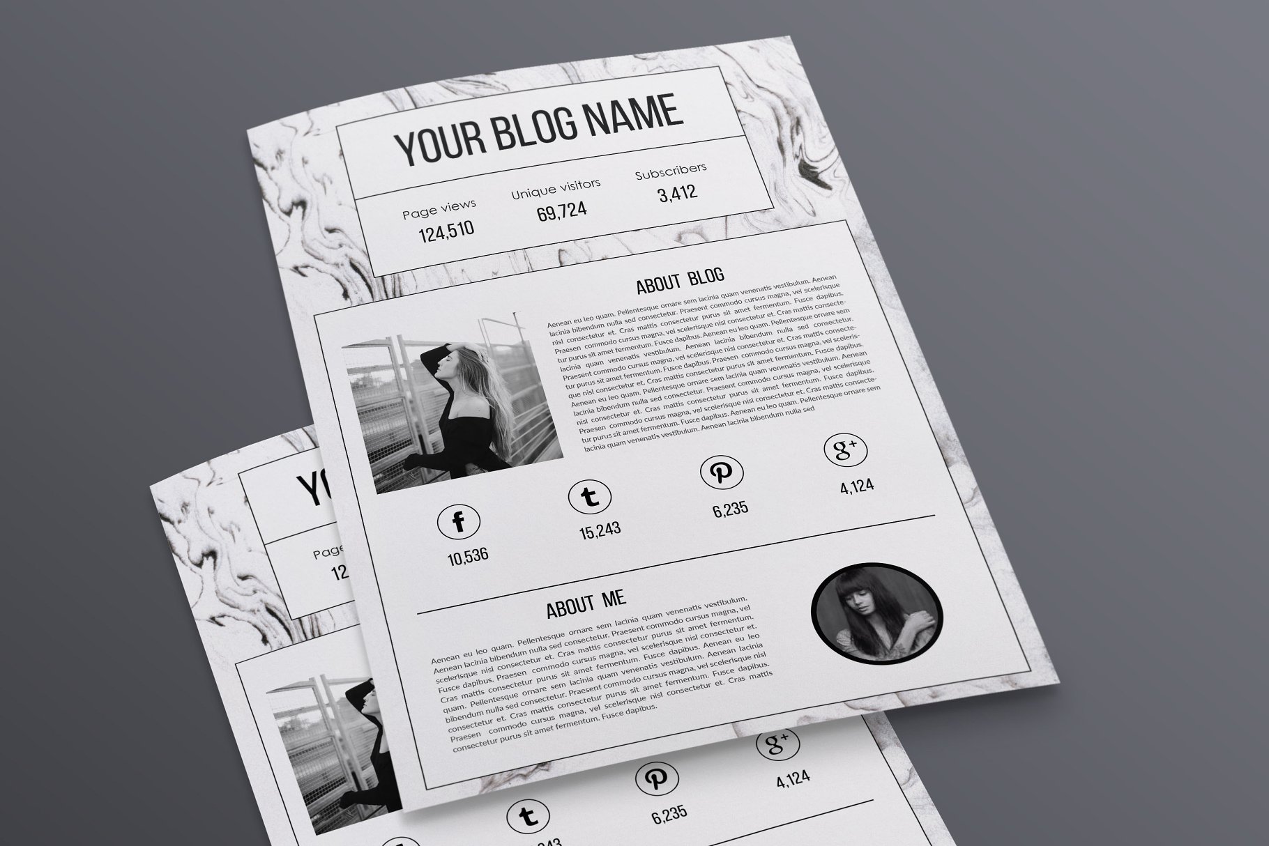 创意博客/社交媒体广告报价单模板素材库精选 Modern media kit template插图(1)