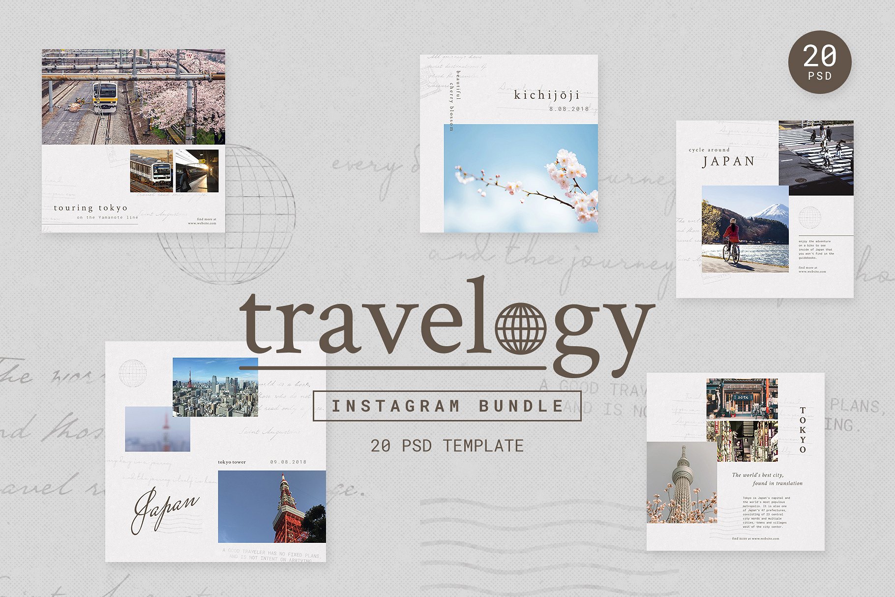 旅行日志Ins贴图模板素材库精选合集 Instagram Bundle – TRAVELOGY插图