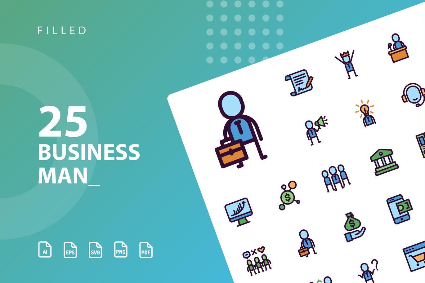 商业主题矢量填充图标设计素材 Businessman Filled插图