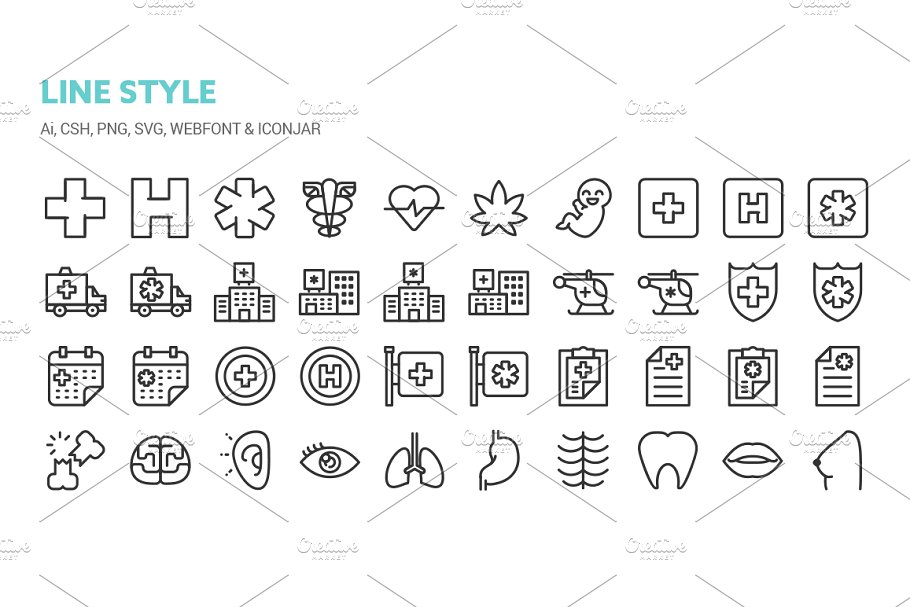 健康医药主题图标 Health and Medical Icons插图