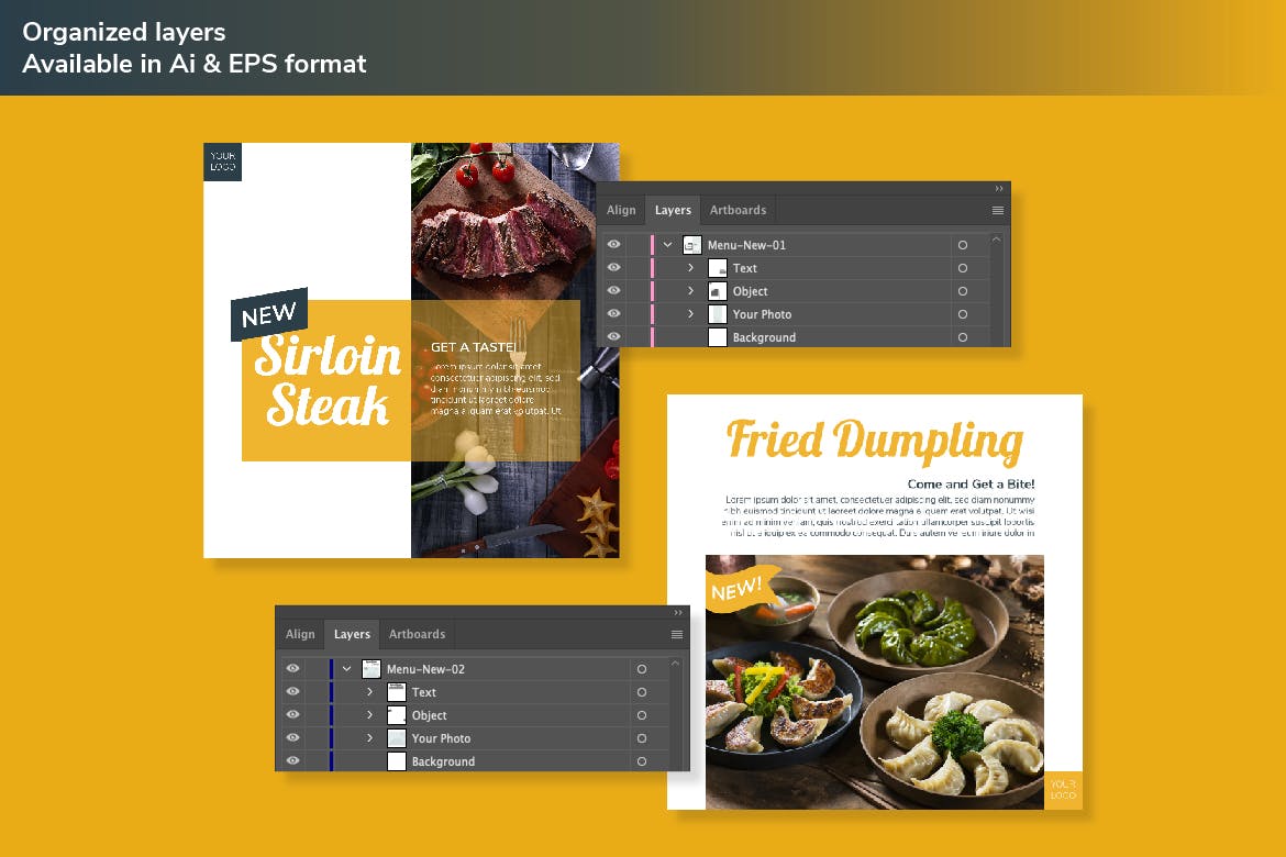 西餐美食品牌Instagram社交推广设计素材 DELICIA – Instagram Post Kit插图(3)