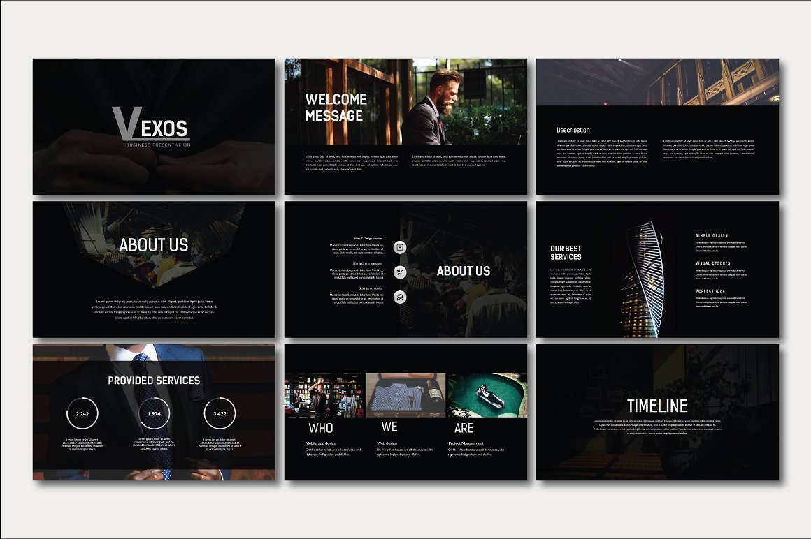 素材库下午茶：时尚高端商务质感提案powerpoint幻灯片演示模版插图