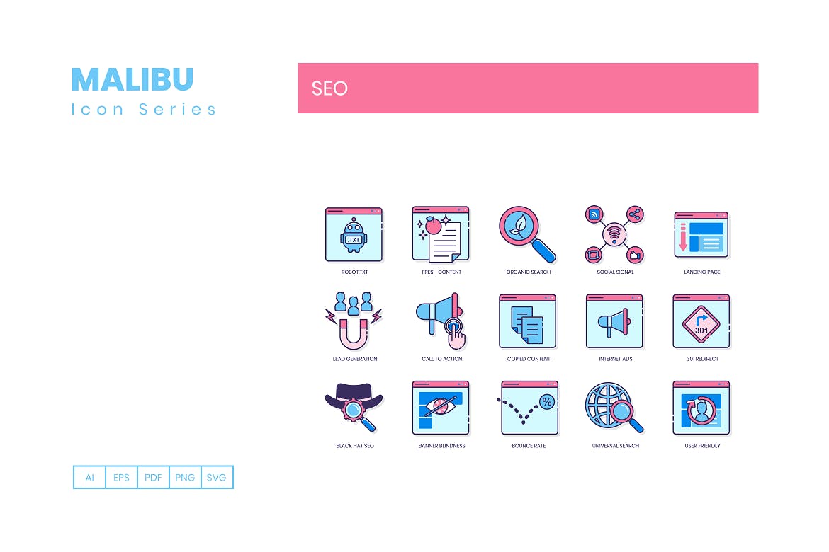 Malibu系列-110枚搜索引擎优化SEO主题图标素材 110 SEO Icons – Malibu Series插图(6)