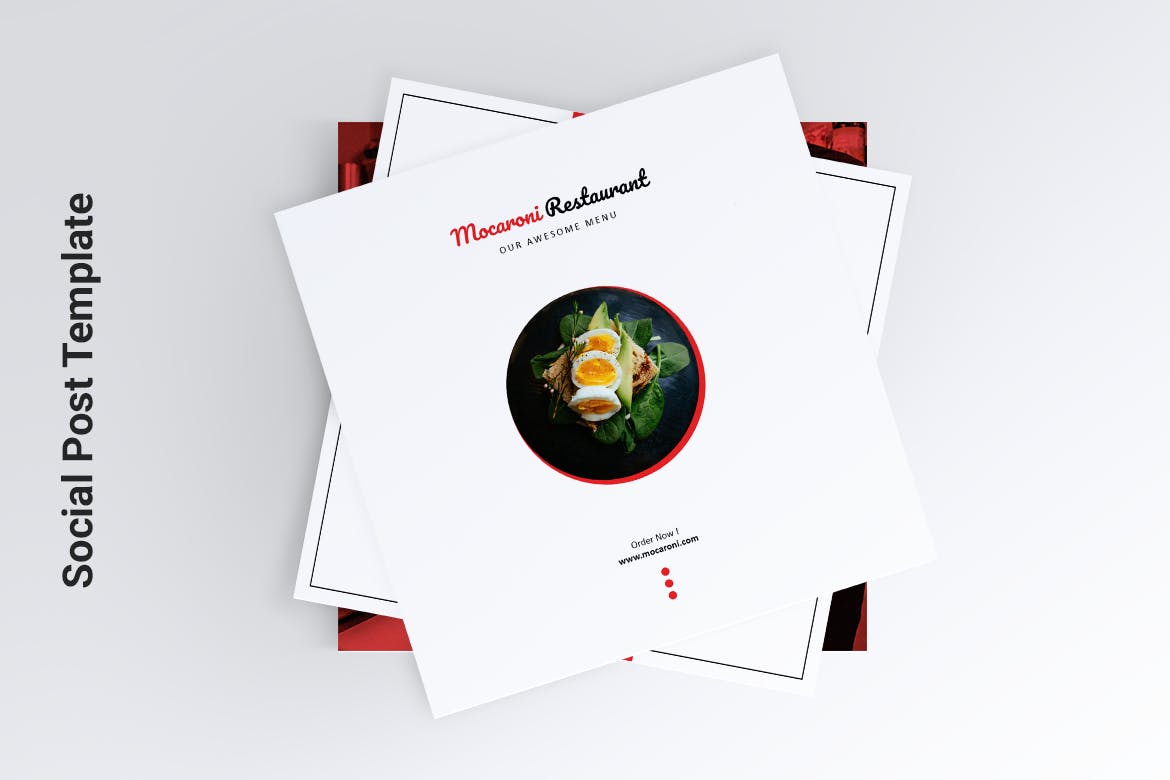 餐馆美食主题Instagram&Facebook社交文章贴图设计PSD模板素材库精选 MOCARONI Restaurant/Food Instagram & Facebook Post插图(1)