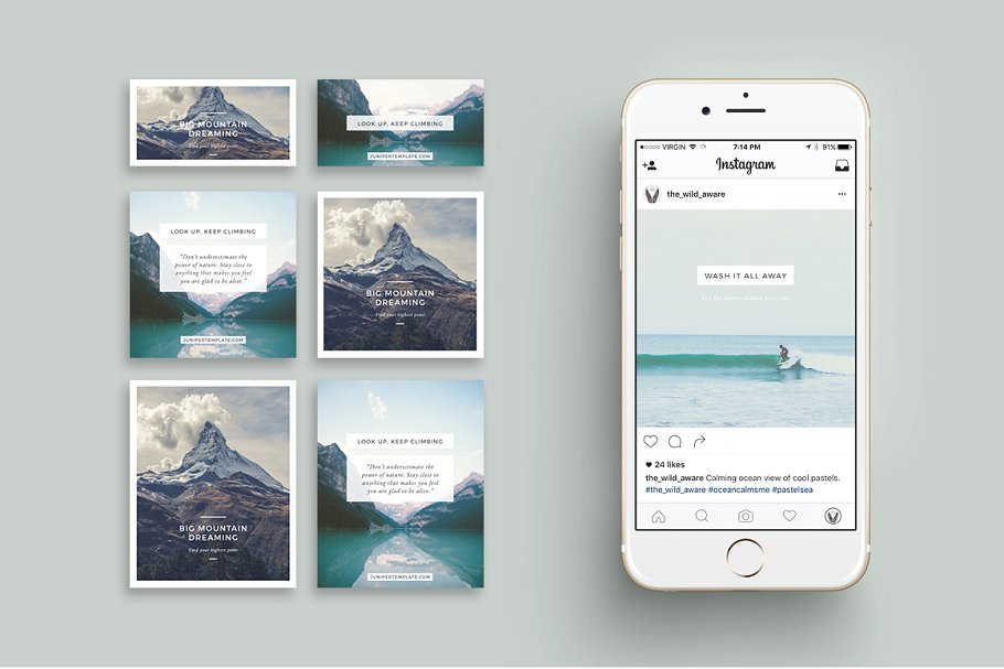 社交媒体风景类贴图模板素材库精选 J U N I P E R  Social Media BUNDLE插图(1)