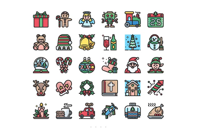 30枚圣诞派对主题彩色图标合集 30 Christmas Party Icon Set插图(1)