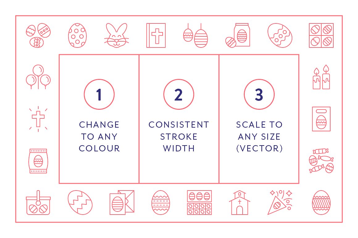 100个复活节线形矢量图标下载[ai,eps,pdf,svg,png]插图(3)