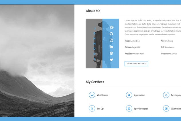 响应式创意个人求职简历网站设计模板素材库精选 MyVCard – Responsive & Creative Resume/CV/vCard插图(3)