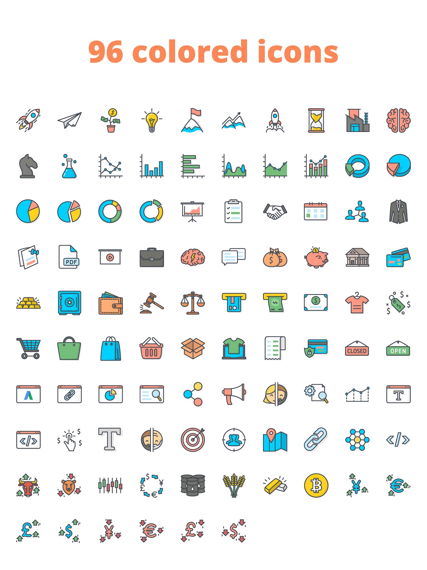 288枚企业主题图标 288 Business Icons(三种风格)插图(7)