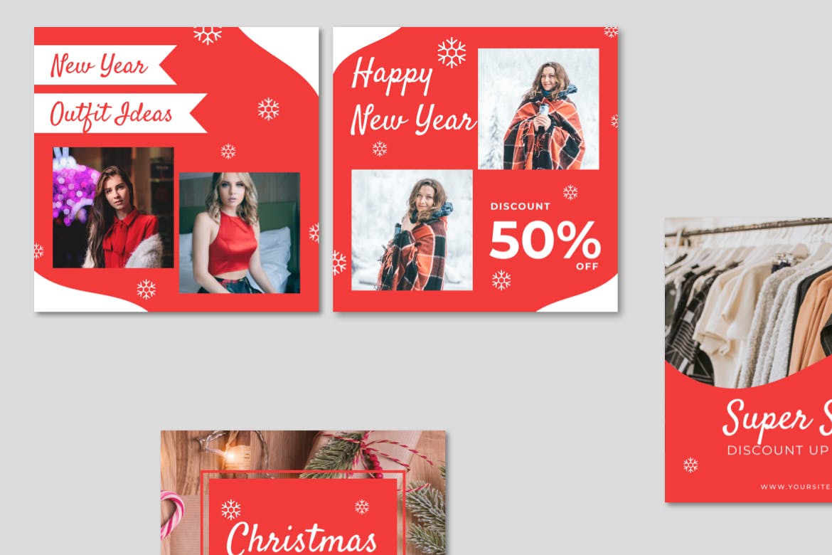 圣诞节新年主题Instagram社交电商促销广告设计模板素材库精选 Instagram Templates插图(2)
