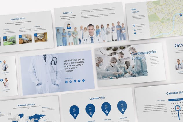 医疗健康/医院简介PPT幻灯片模板 Medical and Hospital Powerpoint Template插图(4)