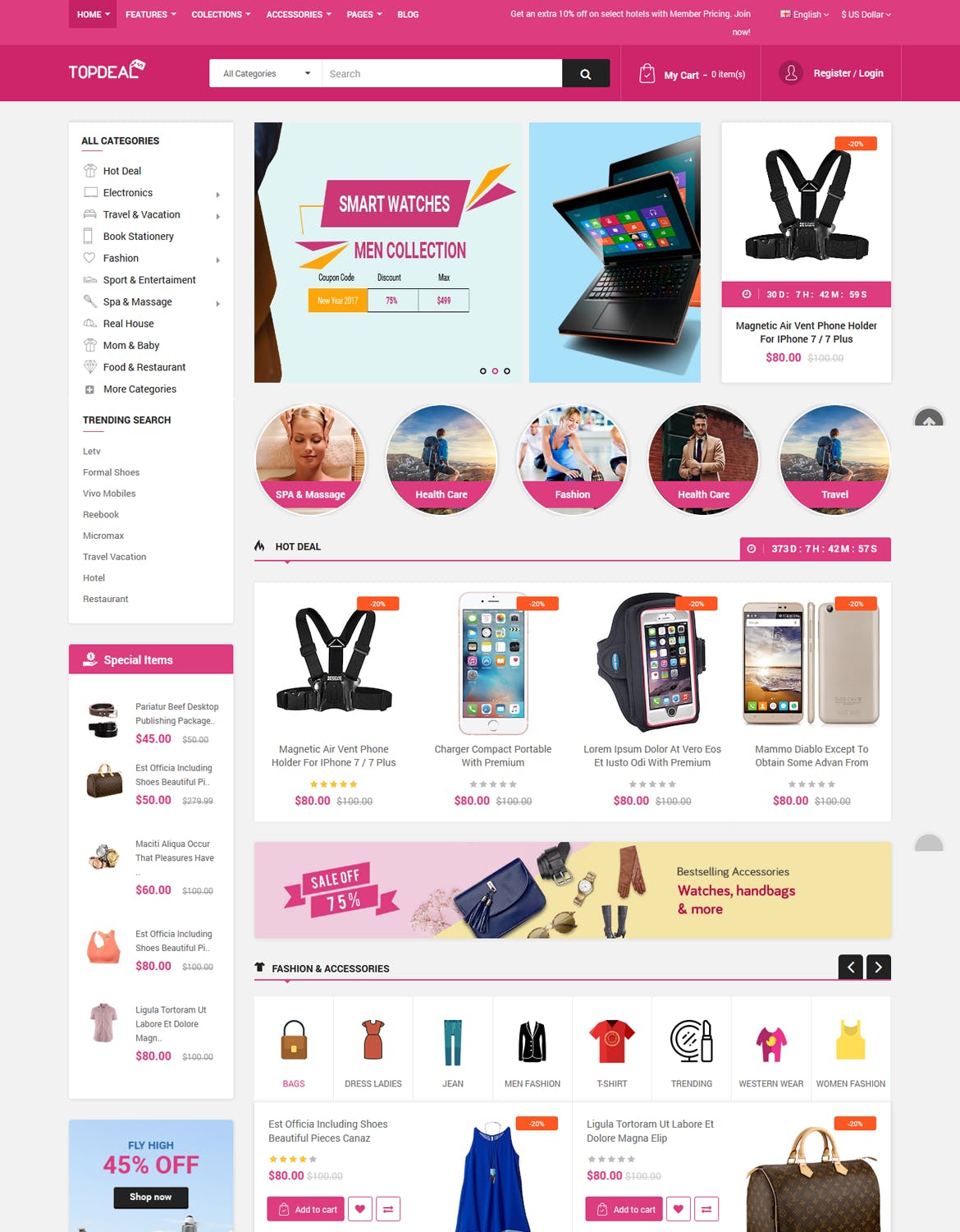响应式设计风格多用途网上商城HTML模板素材库精选 TopDeal – Responsive MultiPurpose HTML Template插图(3)