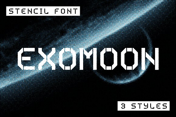 Exomoon display stencil font插图