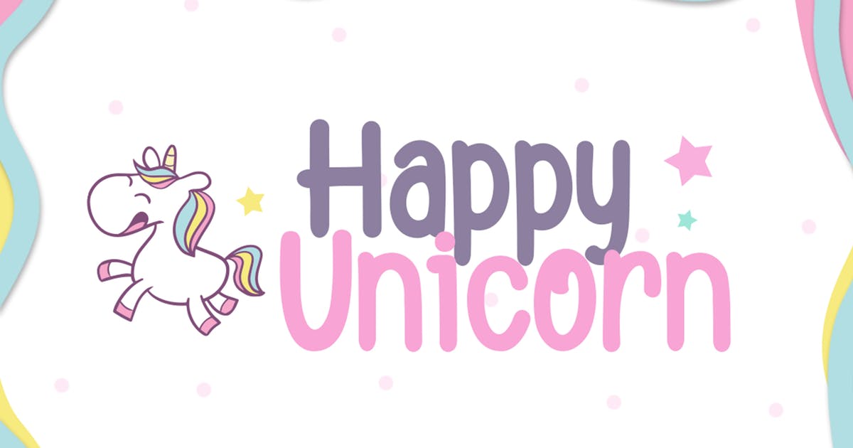 可爱独角兽Funny无衬线可爱英文字体 Happy Unicorn插图
